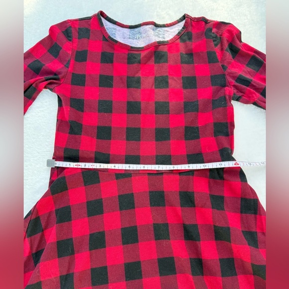 Children's Place Girls Red Buffalo Plaid Dress Size 10/12 L/S Skater Dress - Picture 5 of 8